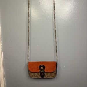 Coach Orange and Brown Crossbody Bag